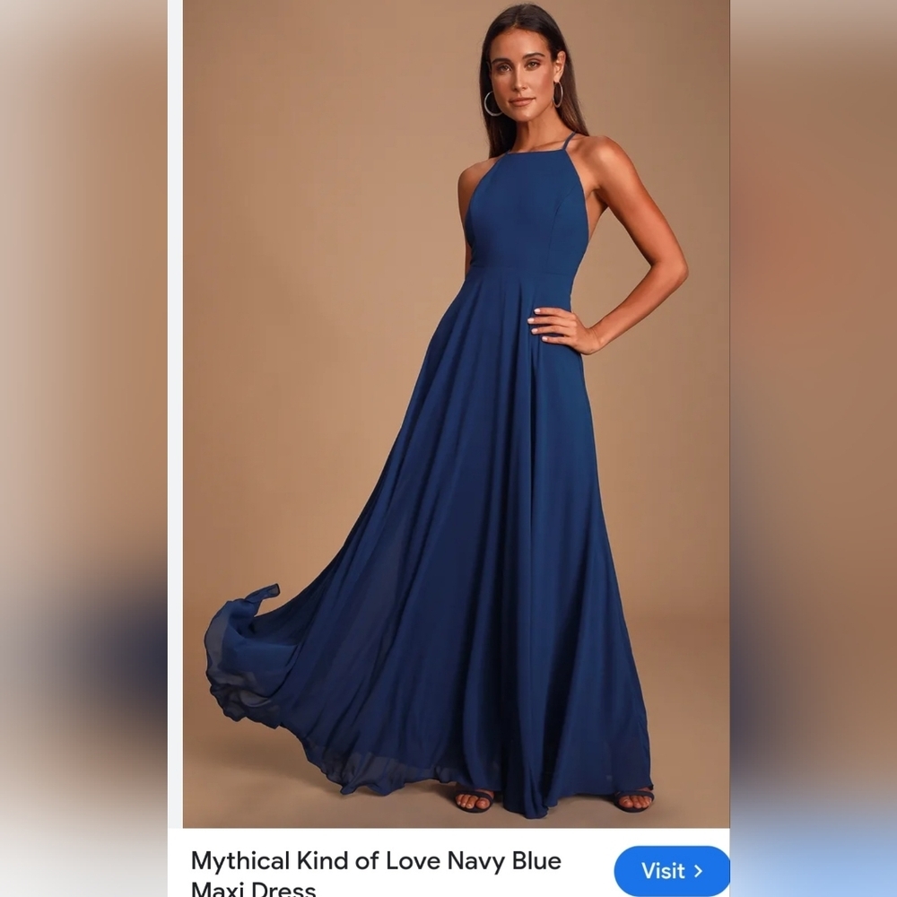 Lulu's Elegant Navy Blue Maxi Dress